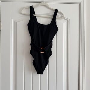 NWT! Black One-Piece Swimsuit with Belt